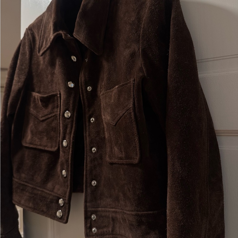 Mango Black Leather Label Patch Jacket - image 3
